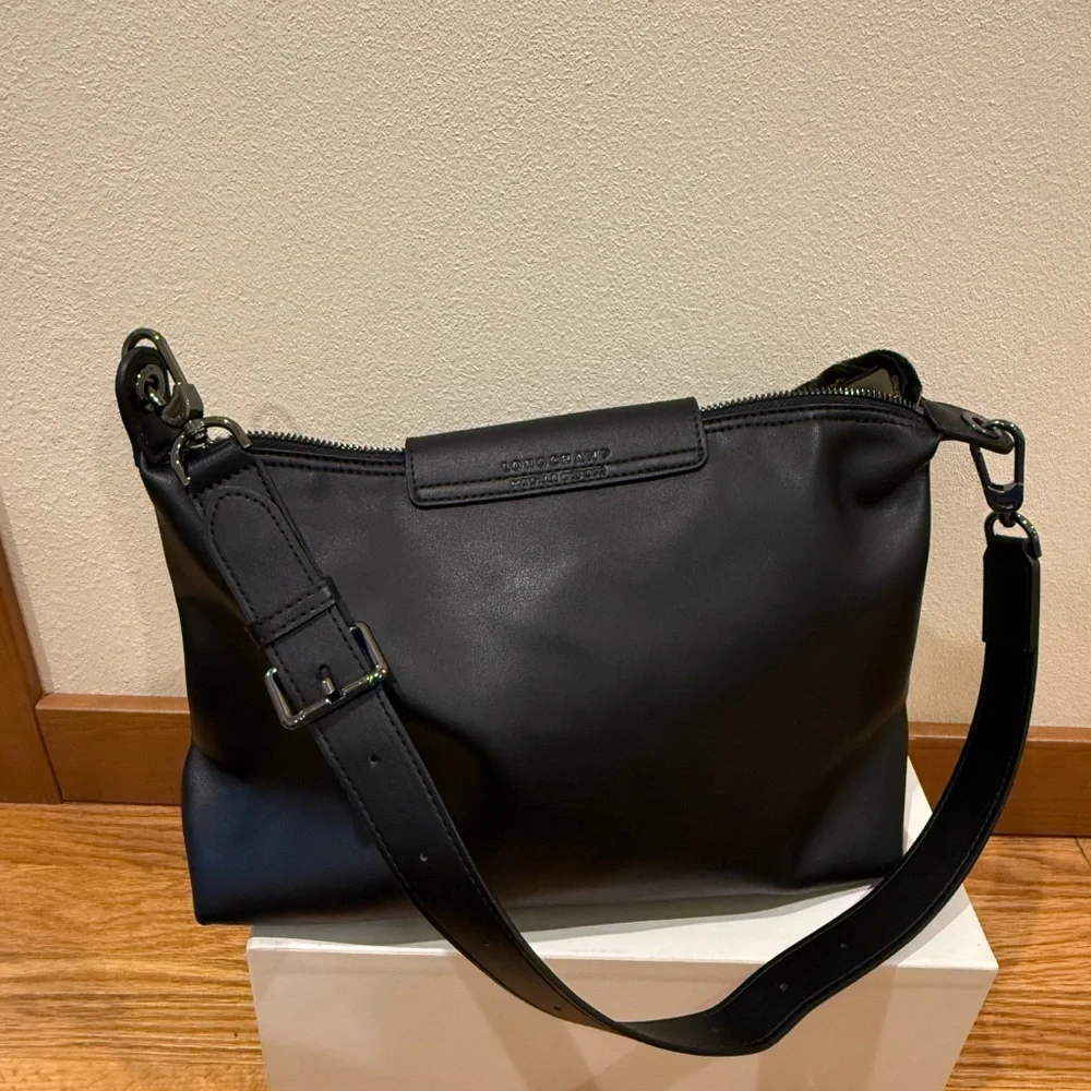 Longchamp Le Pliage Xtra Medium Leather Hobo Bag Women's Black (worn Once) - Picture 9 of 12